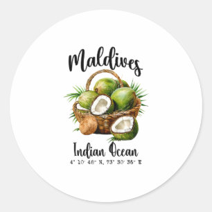 Adesivo Maldivas Coco Índico Oceano Ilha Tropical Gps
