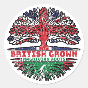 Adesivo Maldivas Maldivian British Tree Roots Flag