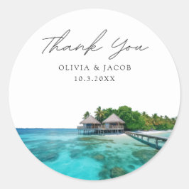 Adesivo Maldives Wedding Favor Foto de Obrigado