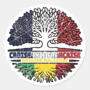 Adesivo Mali França, França, Árvore Rara Bandeira