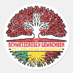 Adesivo Mali Malisch Schweizer Schweiz Baum Wurzel Flagge