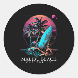 Adesivo Malibu Beach, Surf da Califórnia, Conselho Vintage