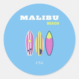 Adesivo Malibu, praia Malibu, Tropical, Preppy, Blue