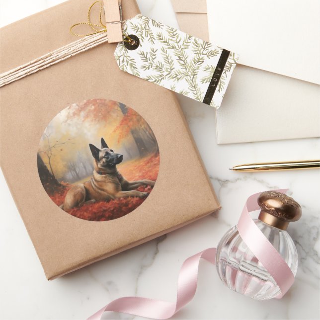 Adesivo Malinoi belga no outono deixa cair inspiração (Presentear)