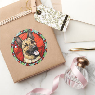 Adesivo Malinois Belga Vidro de Catedral Natal