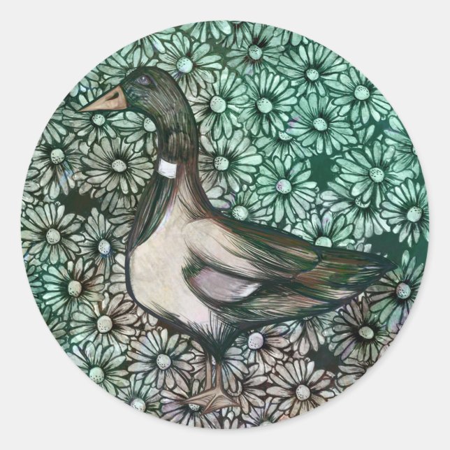 Adesivo Mallard Duck Nature Amadurece Arte Flor Daisy (Frente)
