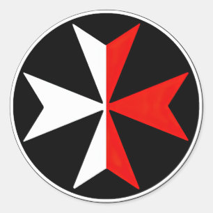 Adesivo Malta Knights Cross Sticker White e Red Maltês