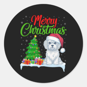 Adesivo Maltês Árvore de Natal Luz Xmas Cão Maltês
