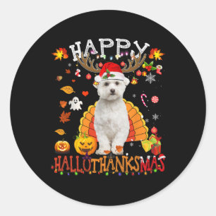 Adesivo Maltês Cachorro Halloween Cachorro Feliz Hallotha