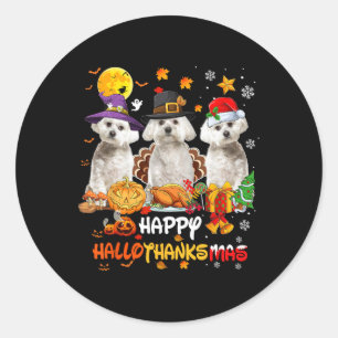 Adesivo Maltês Cão Feliz Halloween Feliz de Ação de Graças