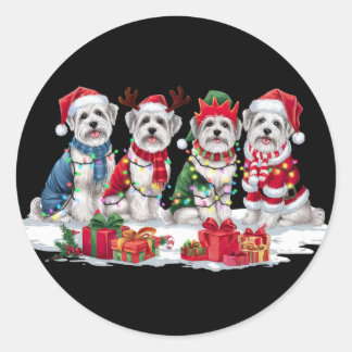 Adesivo Maltês Santa que chifre as luzes de Natal