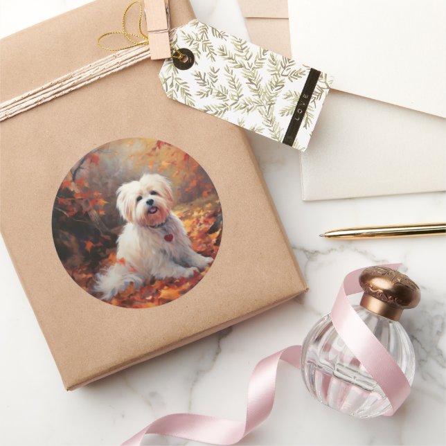 Adesivo Malti Tzu no outono Folhas caem inspiração (Presentear)