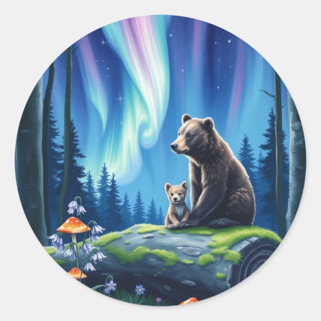 Adesivo Mama and Baby Bear and the Northern Lights (Frente)