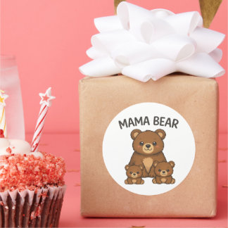 Adesivo Mama Bear and Baby Bear Cubs Cute Family Cartoon