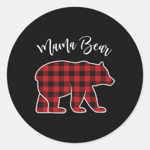 Adesivo Mama Bear Pajama Red Buffalo Xmas Funny Family Chr