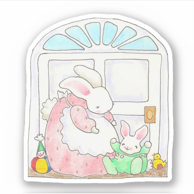 Adesivo Mama Bunny e Baby Sticker (Frente)