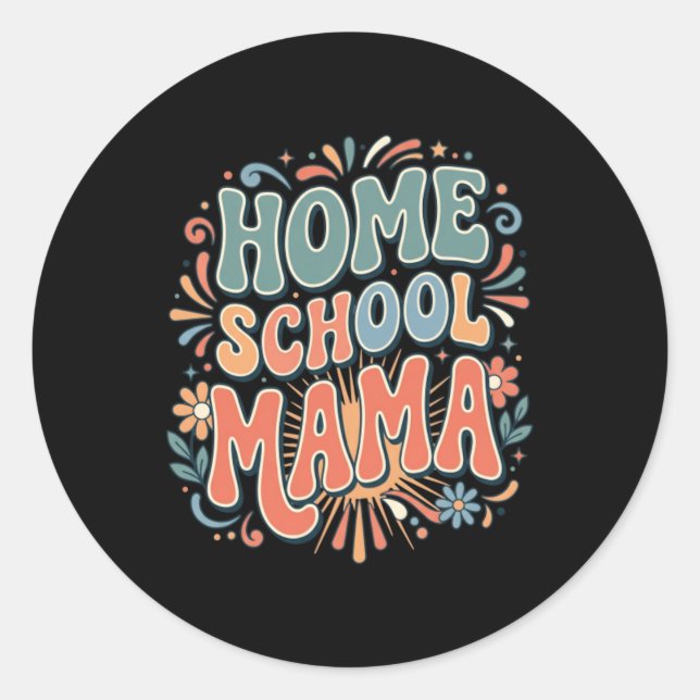 Adesivo Mama de Escola em Casa Boho Arco-íris Com Coração (Frente)