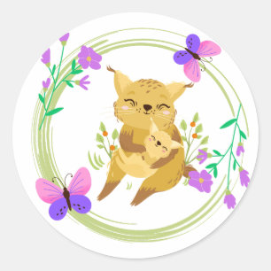 Adesivo Mama e bébé lince/adesivo wildcat