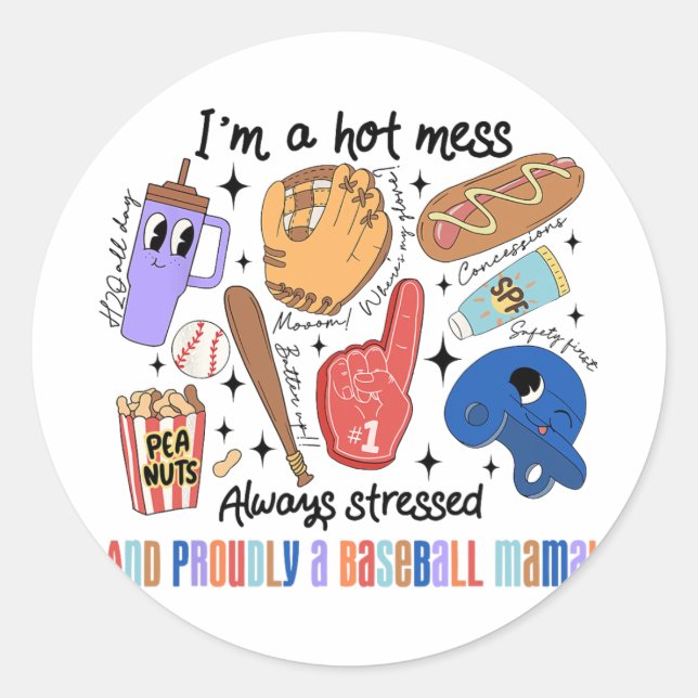 Adesivo Mama Game Day Vibes Dias de as mães Mulheres Baseb (Frente)