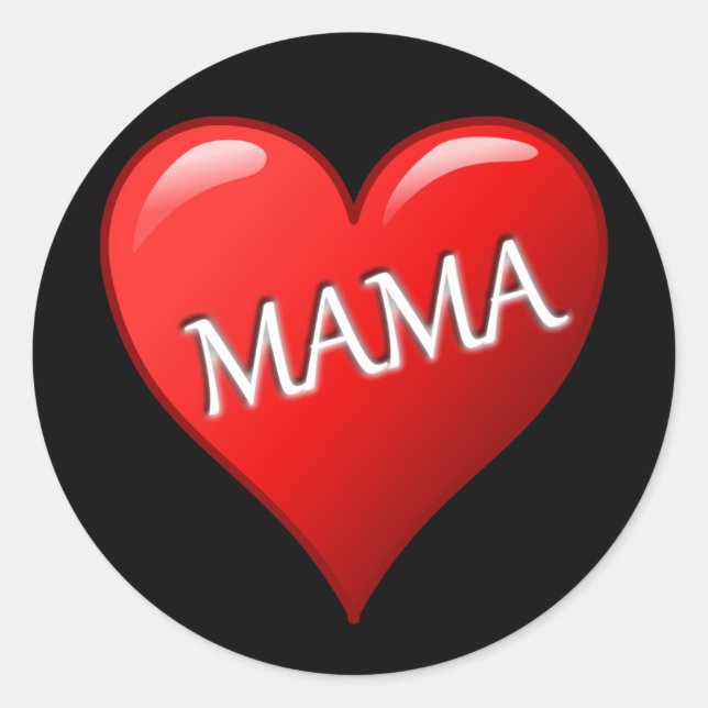 Adesivo Mama Heart com fundo preto (Frente)