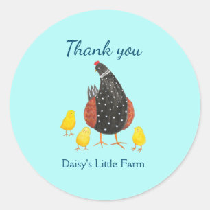 Adesivo Mama Hen e três pintinhos obrigado personalizado