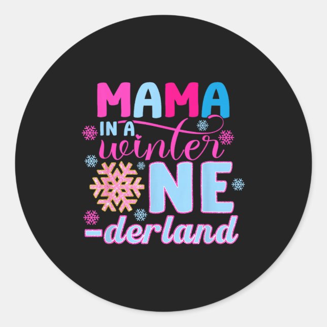 Adesivo Mama In A Winter Onederland Bday Girl Sweet Snowfl (Frente)