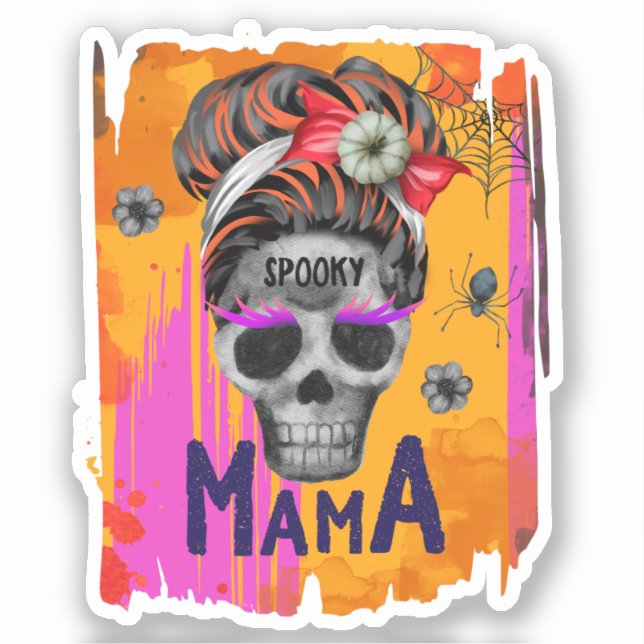 Adesivo Mama Spooky - Caveira Mensal (Frente)