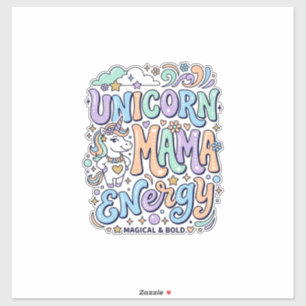 Adesivo Mama Unicórnio Energia Kawaii Desenho Vetorial_1