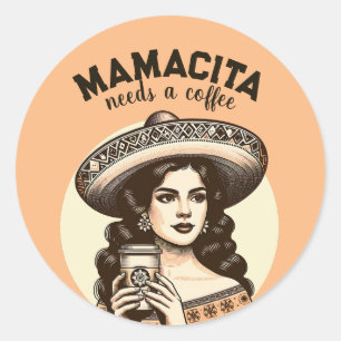 Adesivo Mamacita precisa de café vintage latina café café