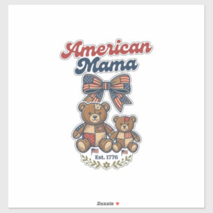 Adesivo Mamãe Americana Urso Patriótico Remendo Vetorial D