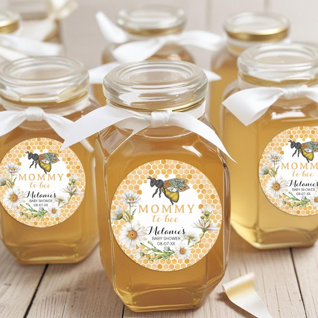Adesivo Mamãe de abelha para Chá de fraldas de abelha | Fl (Bee Baby Shower Favor Stickers)