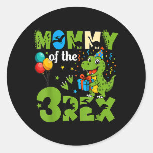 Adesivo Mamãe do T-Rex de 3º Aniversário Aniversário Dinos