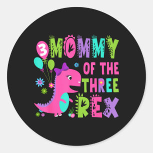 Adesivo Mamãe do T-Rex Dinossauro de 3º Aniversário T-Rex