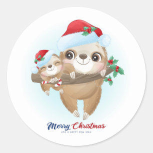Adesivo Mamãe e Baby Christmas Sloths