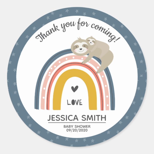 Adesivo Mamãe e Chá de fraldas Arco-Íris de Bebê (Frente)