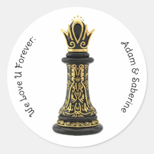 Adesivo MAMÃE Rainha da minha vida, Roteiro Dourado Xadrez