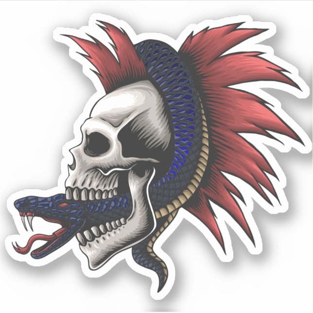 Adesivo Mamba Venomous Cobra Skull Red Mohawk (Frente)