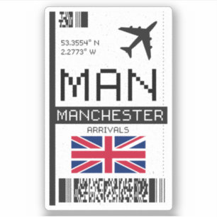 Adesivo MAN Manchester, Inglaterra - Passagem de embarque 