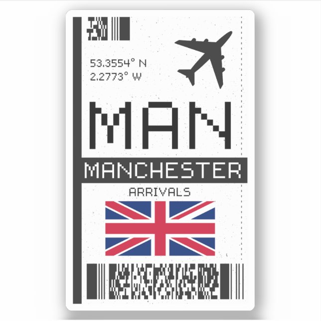 Adesivo MAN Manchester, Inglaterra - Passagem de embarque  (Frente)