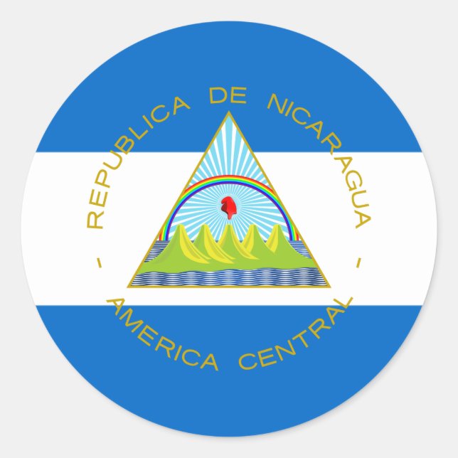 Adesivo Manágua Flag & Casaco de Armas, Bandeira da Nicará (Frente)