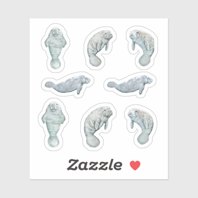 Adesivo Manatee Sticker Set Custom Vinyl (Folha)
