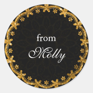 Adesivo Manchas de Mandala, em círculo negro e Dourado, mi