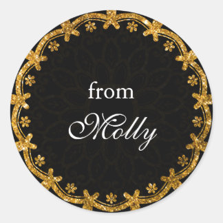 Adesivo Manchas de Mandala, em círculo negro e Dourado, mi