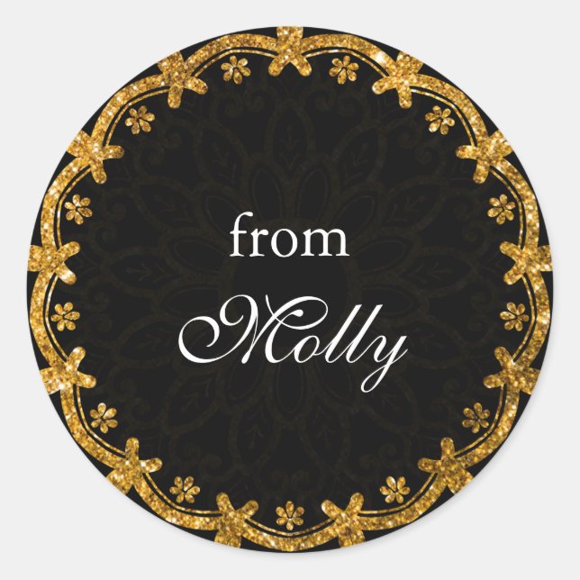 Adesivo Manchas de Mandala, em círculo negro e Dourado, mi (Frente)