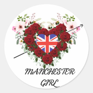 Adesivo Manchester Girl Arrow Rosa floral Wreath