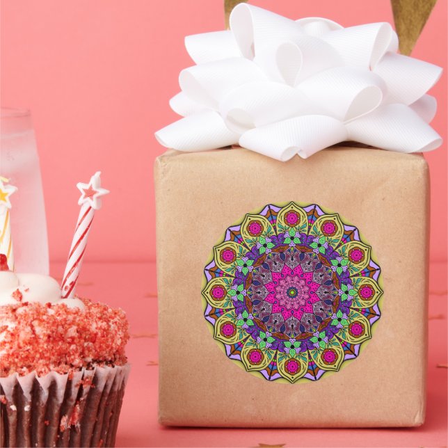 Adesivo Mandala 12-2 Flor Rosa - (Festa)