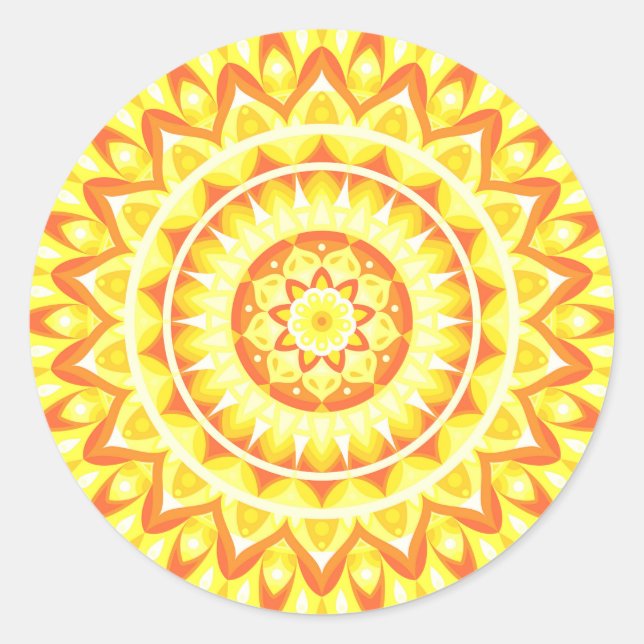 Adesivo Mandalá Amarelo Decal Boho Sol Brilhante Alegre (Frente)