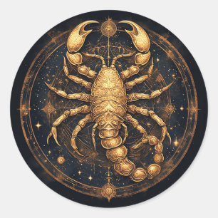 Adesivo Mandala Astral de Escorpião 🖼️ Zodíaco Dourado