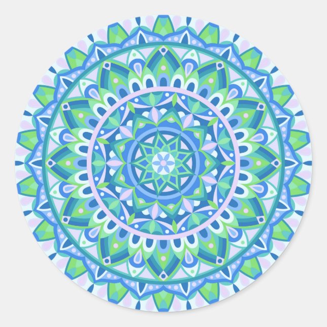 Adesivo Mandala Azul Boho Espiritual Geométrico Estético (Frente)