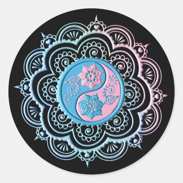 Adesivo Mandala Azul e Rosa (Frente)